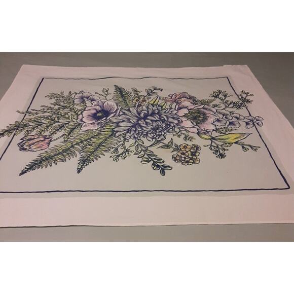 Earthbound Trading co Tablecloth/ Topper Note Floral 100% Cotton - Picture 3 of 11